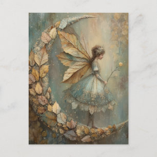 Carte Postale Feuille de fée de la forêt enchantée aquarelle fan
