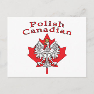 Carte Postale Feuille d'érable avec Canadien Polonais