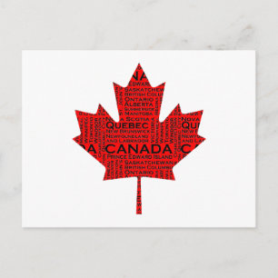 Carte Postale Feuille d'érable canadienne avec texte
