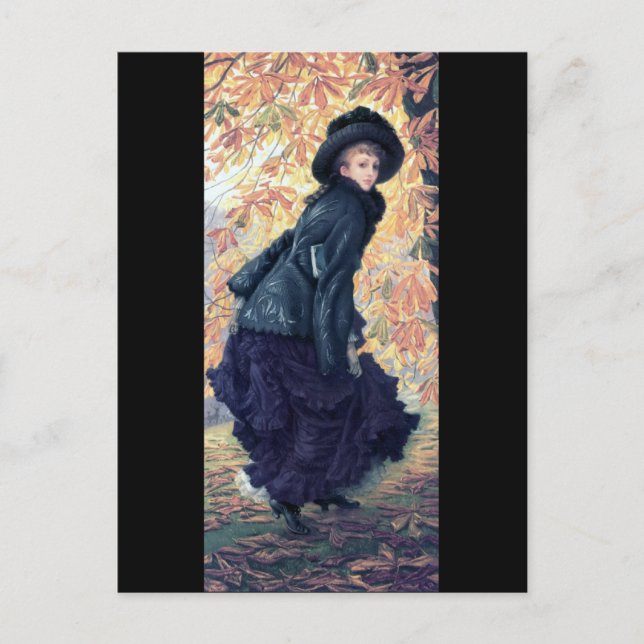 Carte Postale Feuille d'orange d'automne de robe de noir de (Devant)