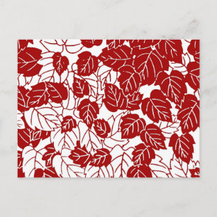 Carte Postale Feuille japonaise, rouge foncé et blanc