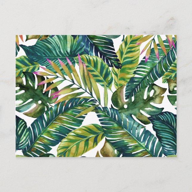 carte postale feuille verte tropicale (Devant)