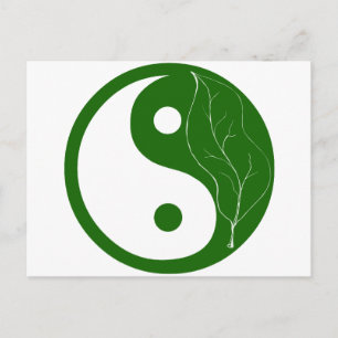 Carte Postale Feuille verte Yin Yang