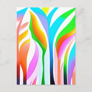 Carte Postale Feuilles abstraites en pastels multicolores  