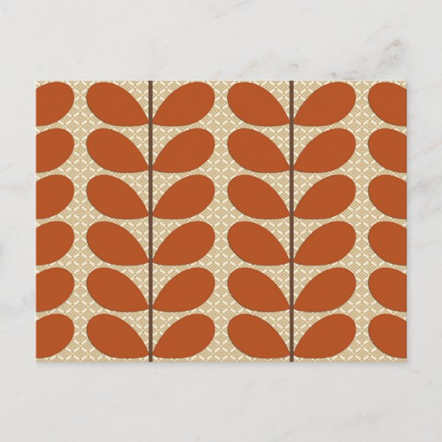 Carte Postale Feuilles danois du milieu du siècle, rouille Brown (Devant)