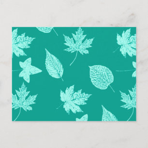 Carte Postale Feuilles d'automne - aqua et turquoise