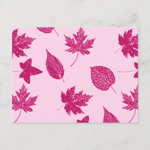 Carte Postale Feuilles d'automne - bordeaux et rose coquillage