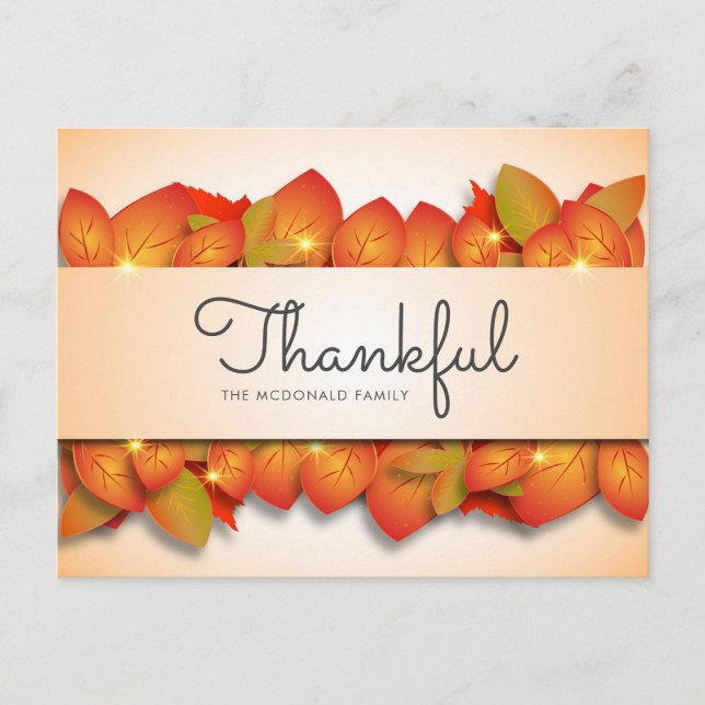 Carte Postale Feuilles d'automne personnalisées Thankgiving (Devant)