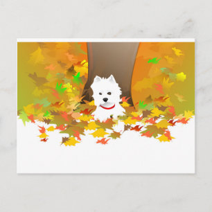 Carte postale - Feuilles d'automne Westie