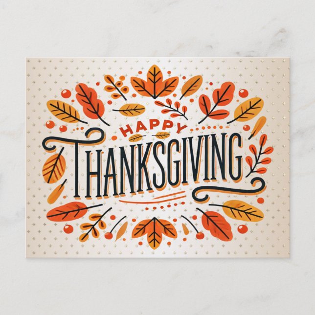 Carte Postale Feuilles de automne orange bon thanksgiving (Devant)