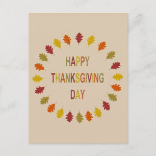 Carte Postale Feuilles de chêne de Thanksgiving