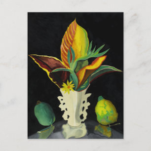 Carte Postale Feuilles de Croton dans un Vase, peinture d'art
