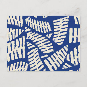 Carte Postale Feuilles de foune bleue Motif Abstrait géométrique