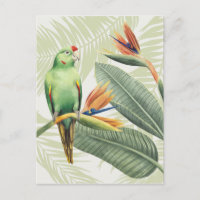 Feuilles De Palmiers Avec Oiseau Vert