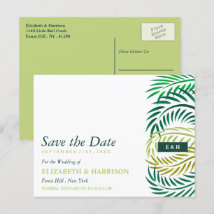 Carte Postale Feuilles de palmiers tropicaux, Mariage de plage E
