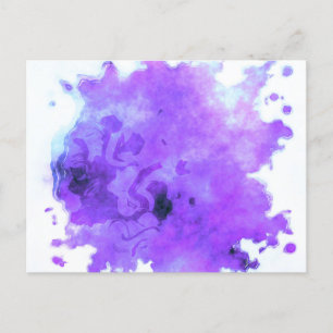 Carte Postale Feuilles de peinture à l'aquarelle - violet
