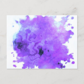 Carte Postale Feuilles de peinture à l'aquarelle - violet