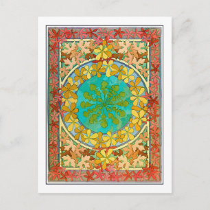 Carte Postale Feuilles de style Art Nouveau, Mucha