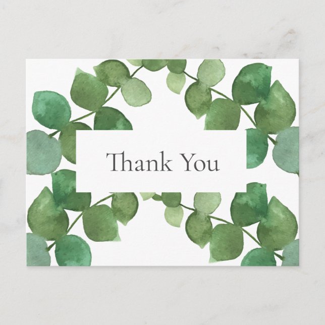 Carte Postale Feuilles d'eucalyptus élégantes Merci pour votre e (Devant)