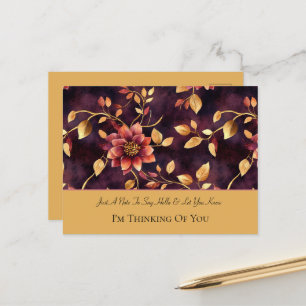 Carte Postale Feuilles dorées de Bourgogne Fleurs Pensée pour vo