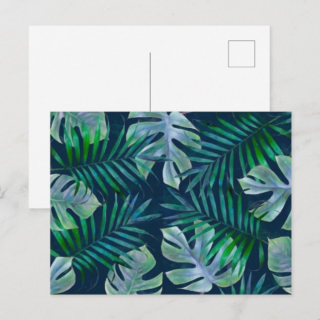 Carte Postale Feuilles tropicaux de nuit (Devant / Derrière)