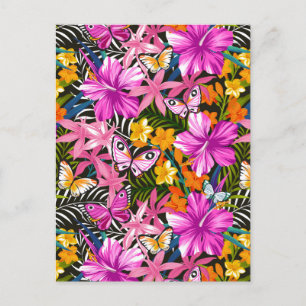 Carte Postale Feuilles tropicaux et fleurs