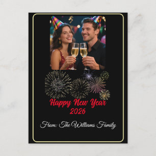 Carte Postale Feux d'artifice photo personnalisables Bonne Année