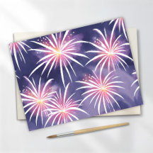 Feux d'artifice violets | Aquarelle pastel