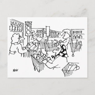 Carte Postale Feux de circulation drôles au supermarché