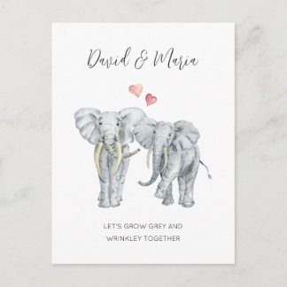 Carte Postale Fiançailles ou anniversaire de couple éléphant