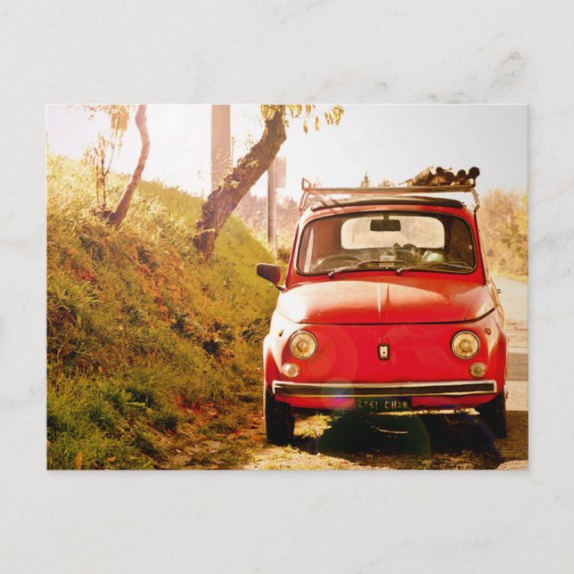 Carte Postale Fiat 500 en Italie (Devant)