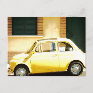 Carte Postale Fiat jaune 500 en Italie