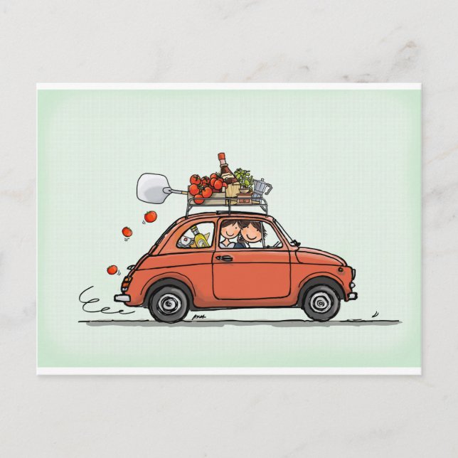 Carte Postale Fiat vintage 500 (Devant)