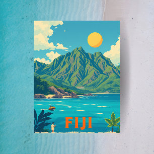 Carte Postale Fidji Tropical Island Beach Travel Art