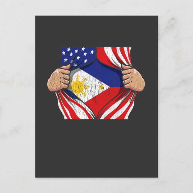 Carte Postale Fier drapeau philippin des Philippines américain (Devant)