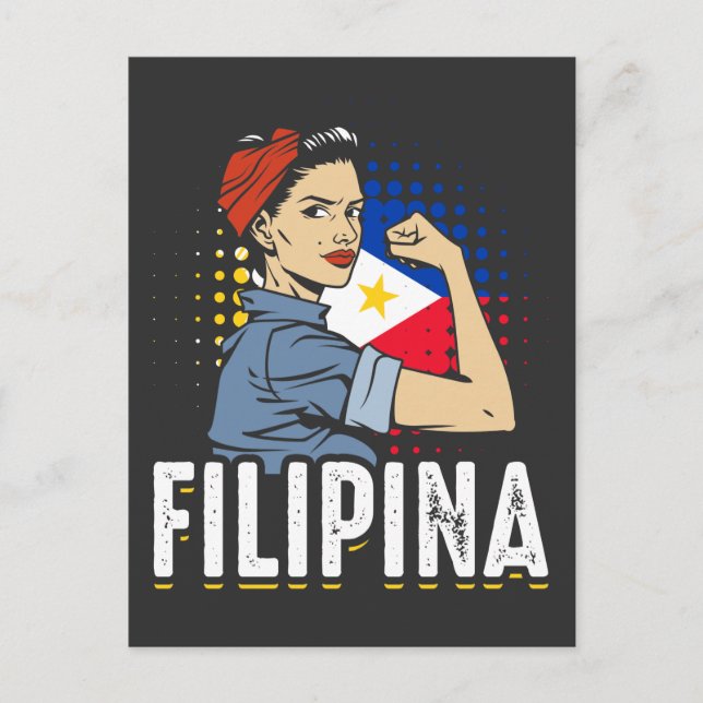 Carte Postale Fier drapeau philippin femme Philippines (Devant)