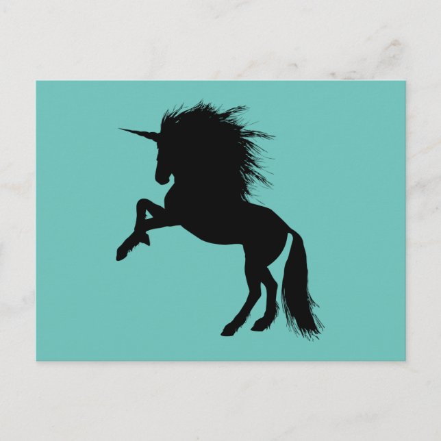 Carte Postale Fier noir Unicorne Silhouette Imaginaire animal, Z (Devant)