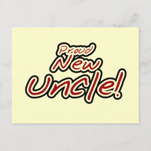 Carte Postale Fier nouvel oncle - Texte rouge et noir