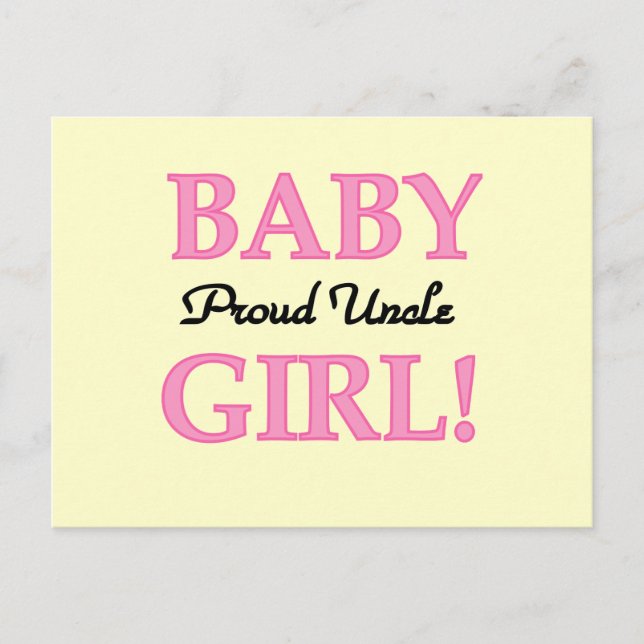 Carte Postale Fier Oncle Baby Girl Tshirts et cadeaux (Devant)
