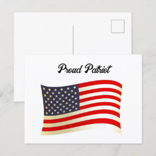 Carte Postale Fier Patriot Drapeau Américain, Fête de l'Indépend