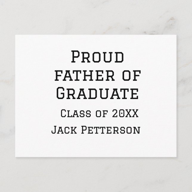 Carte Postale Fier père de la classe de diplômés de 20XX ajouter (Devant)