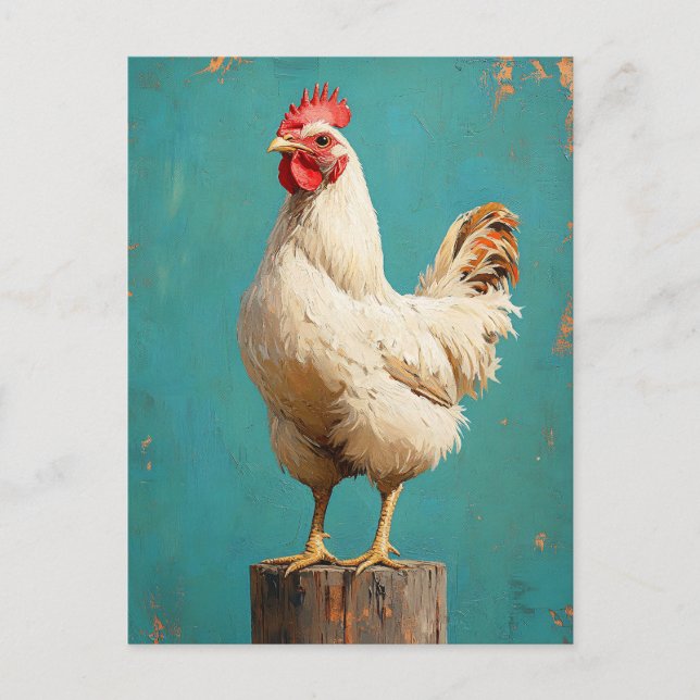 Carte Postale Fier poulet blanc (Devant)