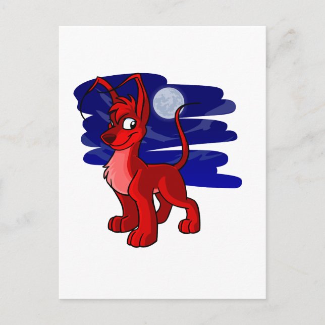 Carte Postale Fier rouge Gelert par lune (Devant)