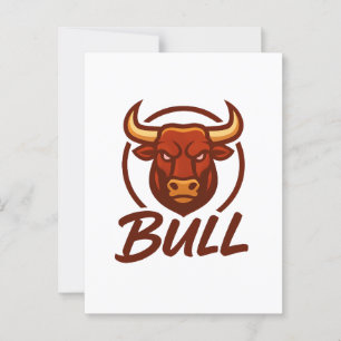 Carte Postale Fierce Bull Head Logo, Creative Mascot BULL