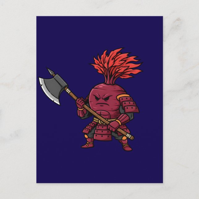 Carte Postale Fierce Red Beetroot Warrior with Battle Axe Illust (Devant)