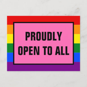 Carte Postale Fièrement ouvert à tous les clients LGBT Rainbow P