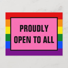 Carte Postale Fièrement ouvert à tous les clients LGBT Rainbow P