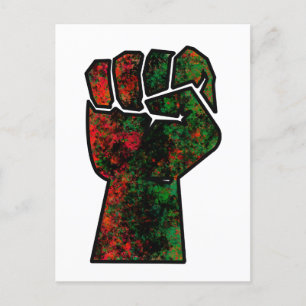 Carte Postale fierté noire drapeau rouge vert poing panafricain