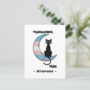 Carte Postale Fierté transgenre - Chat noir sur la lune transsex