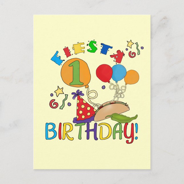 Carte Postale Fiesta 1er Anniversaire Tshirts et cadeaux (Devant)